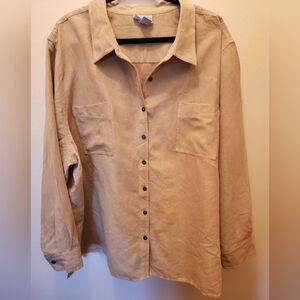 Liz & Me Light Tan Button-Down Shirt Size 4X